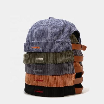 China COMMON Logo Brimless Hats Corduroy Docker Hat Brimless Hat for sale