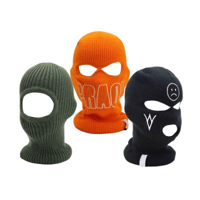 China Wholesale JOINT Acrylic Knitted Mens Sports Skull Face 1 2 3 Embroidery Logo Neon Custom Three Hole Black Ski Mask Hood Balaclavas for sale