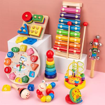 China Educational Wooden Toy Baby Wooden Musical Instrument Toys Rainbow Building Block Music Model Learning Musical Toys Wooden Toys for sale