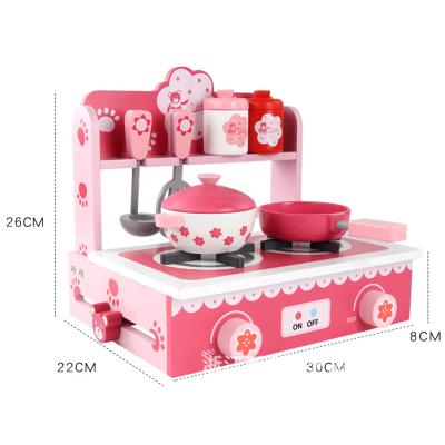 China Improve hands-on ability and find fun mini kitchen toy pink princess kitchen wooden wholesale foreign trade lovely small kitchen for sale