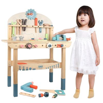 China 2021 New Wooden Model Large Tool Table For Pretend Play Boys And Girls Educational Toys Beat Toy For Turning Screw Toy for sale