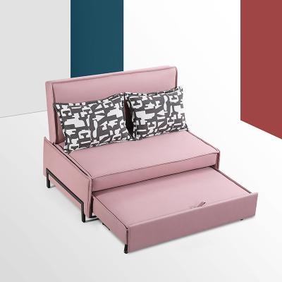 China Pink Convertible Sofa Bed Furniture Modern Home Extendable Family Sofas Small Foldable for sale