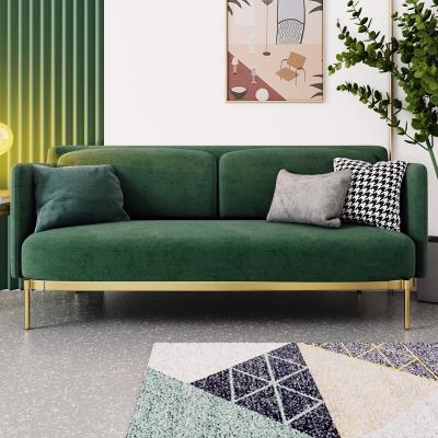 China Metal Leg Modern Home Furniture Metal Fabric Legs 2 Seater Family Room Green Canvas Sofa for sale