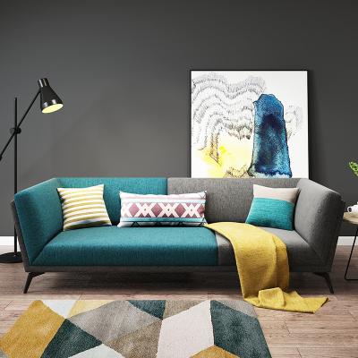 China Color Matching Simple Modern Family Living Room Furniture Sofa Iron Leg Fabric Double Leg for sale