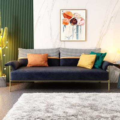 China European Style Metal Feet Stainless Steel Legs Design Modern Fabric Sofa Living Room Apartment for sale