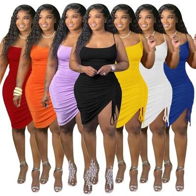 China Plus Size Breathable Dress Women Wholesale Party Elegant Outfits Bandage Draped Tank Maxi Dresses For Women Summer Dropshipping for sale