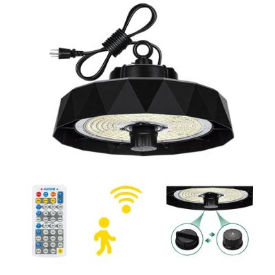 China Warehouse 200W 240W 150W 100W UFO Gym IP65 Smart PIR Motion Sensor High Bay Light Enery-saving Garage Led High Bay Light for sale