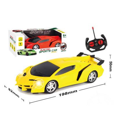 China Cheap Remote Control Plastic RC Hobby 4CH Car Yellow Toy With Light For Kid for sale