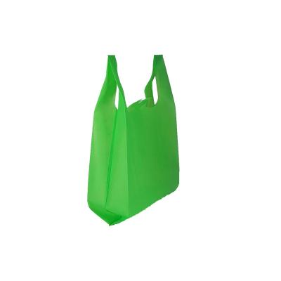 China Recyclable New Folding Recyclable Supermarket Shopping Nonwoven Vest Bag With Printed Logo for sale