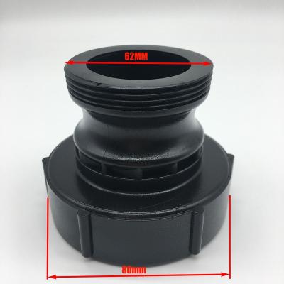 China IBC TANK Manufacture Camlock IBC Adapter Connector China Quick Coupling A Male 80mmx62mm IBC TANK Round ANSI Reducing Black Injection for sale