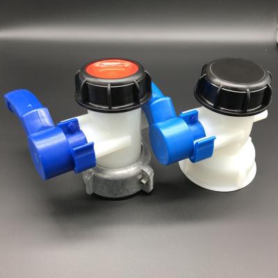 China General DN40 Or DN50 Butterfly Valve For IBC Tank IBC Container White Body Blue Handle for sale