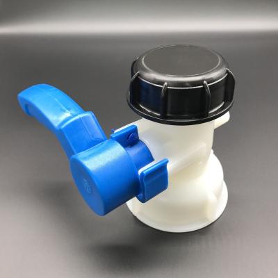 China IBC TANK Pressure IBC DN40 DN50 Manual Female Thread HDPE Medium White From China High Quality Normal Temperature Butterfly Valve Factory for sale