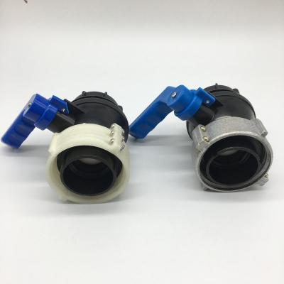 China Factory supplier general hign quality 62mm/75mm Chinese plastic aluminum ball valve for Schuetz and mauser IBC tank IBC container for sale