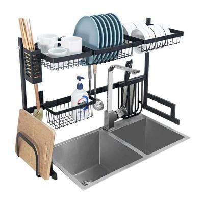 China STAINLESS STEEL matte black stainless steel sink and dish rack with large capacity and multiple layers of asphalt in large kitchen sink rack for sale