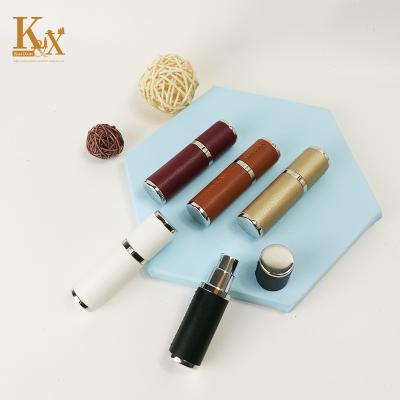 China Personal Care Modern Design 10ml Women Perfume Bottle Empty Luxury PU Leather Atomizer for sale