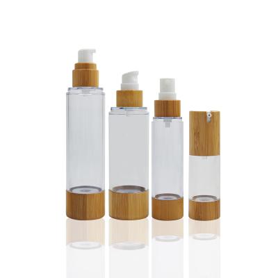 China Cosmetic Containers Skin Care 120ml Body Lotion Pump Bottle Bamboo Airless Jar 50ml for sale