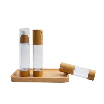 China 5ml 10ml 15ml 50ml 150ml 200ml Cosmetic Bamboo Airless Vacuum Pump Bottle 100ml 30ml for sale