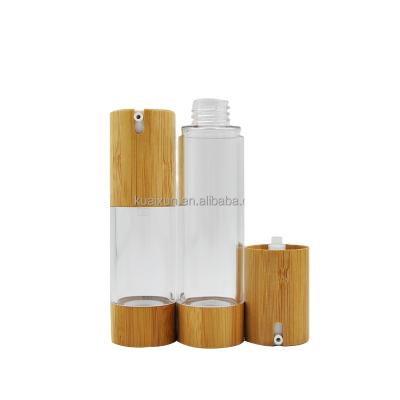 China Hot Selling Cosmetic Bottle 80ml Custom Luxury Askincare Bamboo Bottle Airless Pump for sale