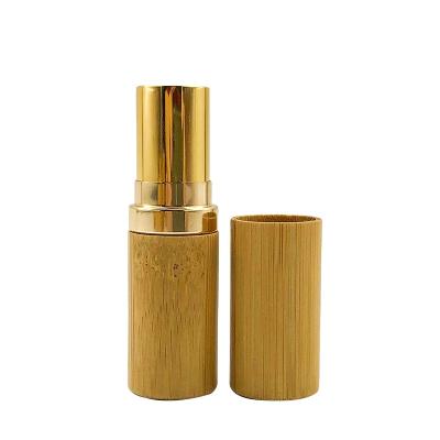 China Batom Package 5g Gold Lip Balm Lipstick Container Cosmetic Eco-Friendly Bamboo Luxury Tube for sale