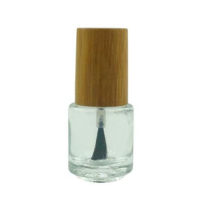 China 5ml 10ml Logo Custom Nature Biodegradable Bamboo Cosmetic Clear Empty Empty Luxury Packaging Nail Polish Glass Bottle With Bamboo Lid for sale