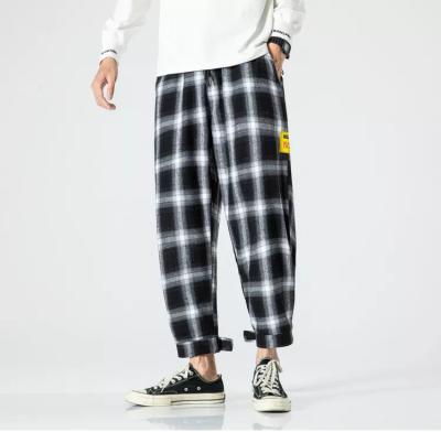 China 2022 Anti-Wrinkle Men's Retro Plaid Pants Trousers Casual Spring Pants Cargo Brand Harlan Loose Loose Plaid for sale