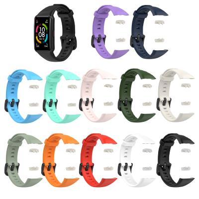 China Adjustable Sports Silicone Watch Strap Multicolor Rubber Band Strap For Huawei Band 6 Honor Band 6 Watch for sale