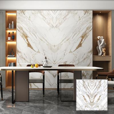 China 160x320cm Pisos Porcelanato Modern Marble Large Size Calacatta Porcelain Floor Tiles Gold Glazed Slab for sale