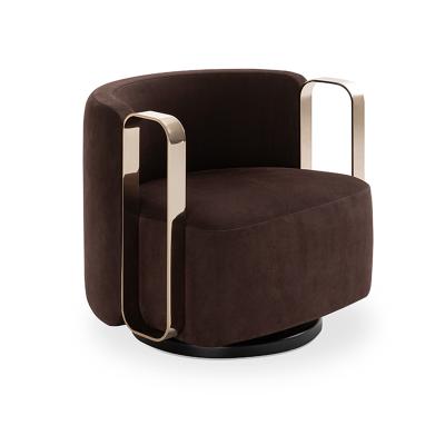 China Leisure Single Chair Sofa Italian Style Light Luxury Brown Leather Single Chair for sale