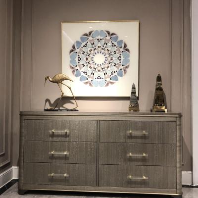 China Customized Wide Drawer Sideboard Brown 6 Drawer Chest With Acrylic Metal Handle for sale