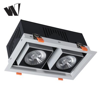 China High Quality Adjustable Hotel Grill Light Fixture 24w 30w 40w 50w COB Led Double Head Downlight for sale