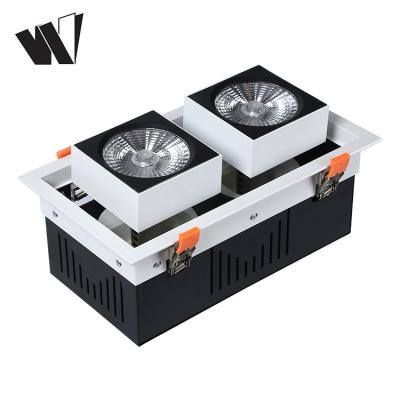 China Modern Aluminum Housing Adjustable Square Recessed COB 24w 30w 40w 50w Led Grill Light for sale