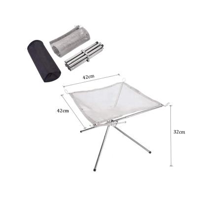 China 304 Stainless Steel Portable Outdoor Steel Mesh Fire Stand Perfect for Camping Backyard and Garden with Carry Bag for sale