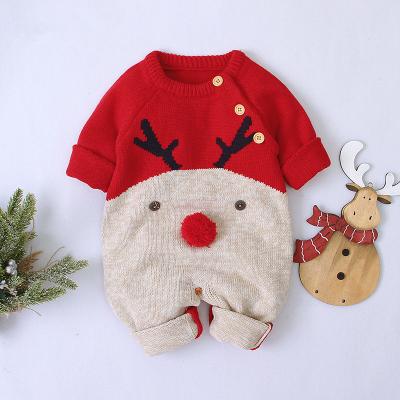 China QY Anti-Shrink 0-24M Newborn Boys And Girls Overalls Christmas Costume Red Santa Jumpsuit Fall /Winter Baby Clothes Long Sleeve for sale