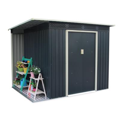 China Easily assembled pent roof metal shed with added side roof for garden storage for sale