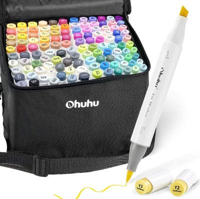 China Ohuhu120-Color Muti-function Alcohol Art Markers Set Dual Tip Brush and Chisel, Sketch Marker for sale