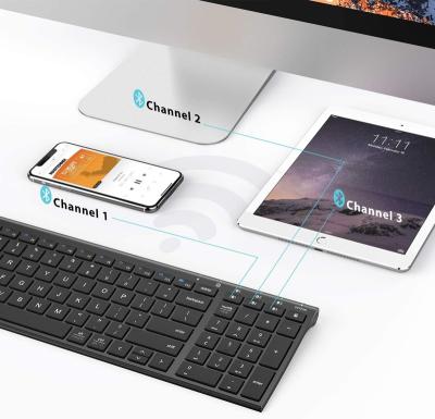 China iClever BK10 Wireless Keyboard Universal Wireless Keyboard Rechargeable Multi Device Keyboard With Number Pad for sale