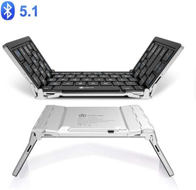 China iClever BK03 BT Wireless Keyboard , BT 5.1 Foldable Wireless Keyboard with Portable Pocket for sale