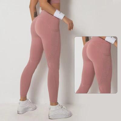 China Women Breathable Gym Fitness Leggings Yoga Hollow Outwork Spandex/Nylon With Pocket zu verkaufen