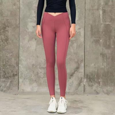 Chine New Arrival V high-waisted peach hip-lifting sports yoga stretch tights leggings for gym à vendre