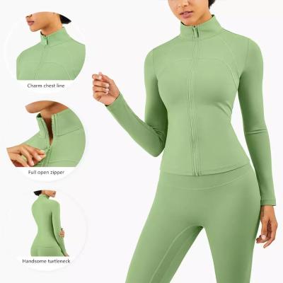 China Hot Sale High Collar Fitness Yoga Long Sleeve Lounge Wear Set Zipper Cardigan Running Jacket zu verkaufen