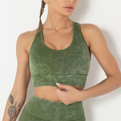 China Sports Gym Sexy Yoga Top Beautiful Seamless Hollow Women Bra Plus Size In Green/Grey/Pink zu verkaufen