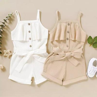 Cina New Arrival Fashion Solid Sling Sleeveless Jumpsuit Romper Outfit For Baby Girl in vendita