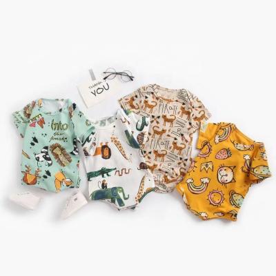 China New Style Kids Bodysuit Romper Summer Carton Printing In Green/Orange/White Te koop