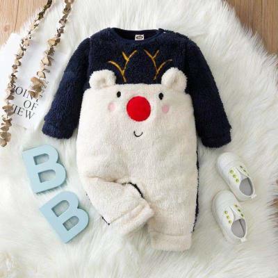 Cina Newborn baby kids clothes cute carton romper winter outwear warm fannel jumpsuit in vendita