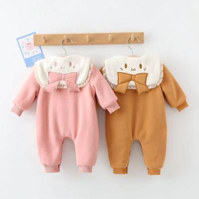 China Baby Girl Kids Bodysuit Romper Plus Thick Velvet Autumn Winter Carton Outer Clothes for sale