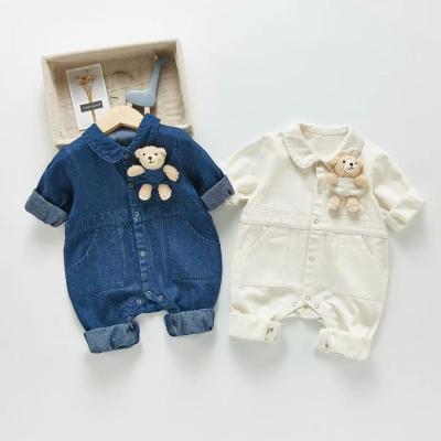 China Baby Cute Kids Bodysuit Romper Doll Autumn Long Sleeve Denim Climbing For Boys Girls zu verkaufen