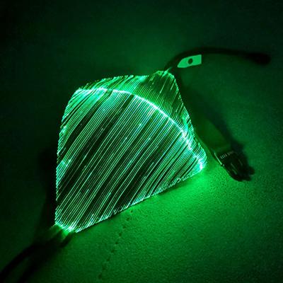 China Free Shipping Rechargeable Led Luminous Glowing DJ 7 Color Battery Changing Praise Light Face Fiber Optic Gauze Mask For Halloween Party for sale