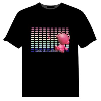 China 2020 Sound Activated Glowing Sound Activated EL T-shirt Logo Design Light Up El Led Shirt For DJ Party for sale