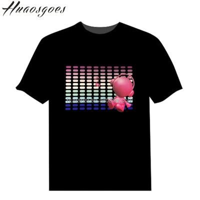 China EL T-shirt free sample cotton logo design music sound activated 100% active equalizer led t-shirt for sale