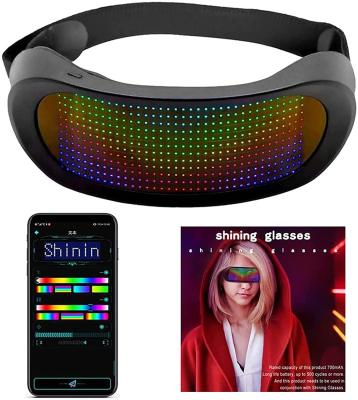 China Programmable ABS Rechargeable DIY Party Customizable Message LED Light Up Glasses for Birthday Praise Bar Animation Music for sale